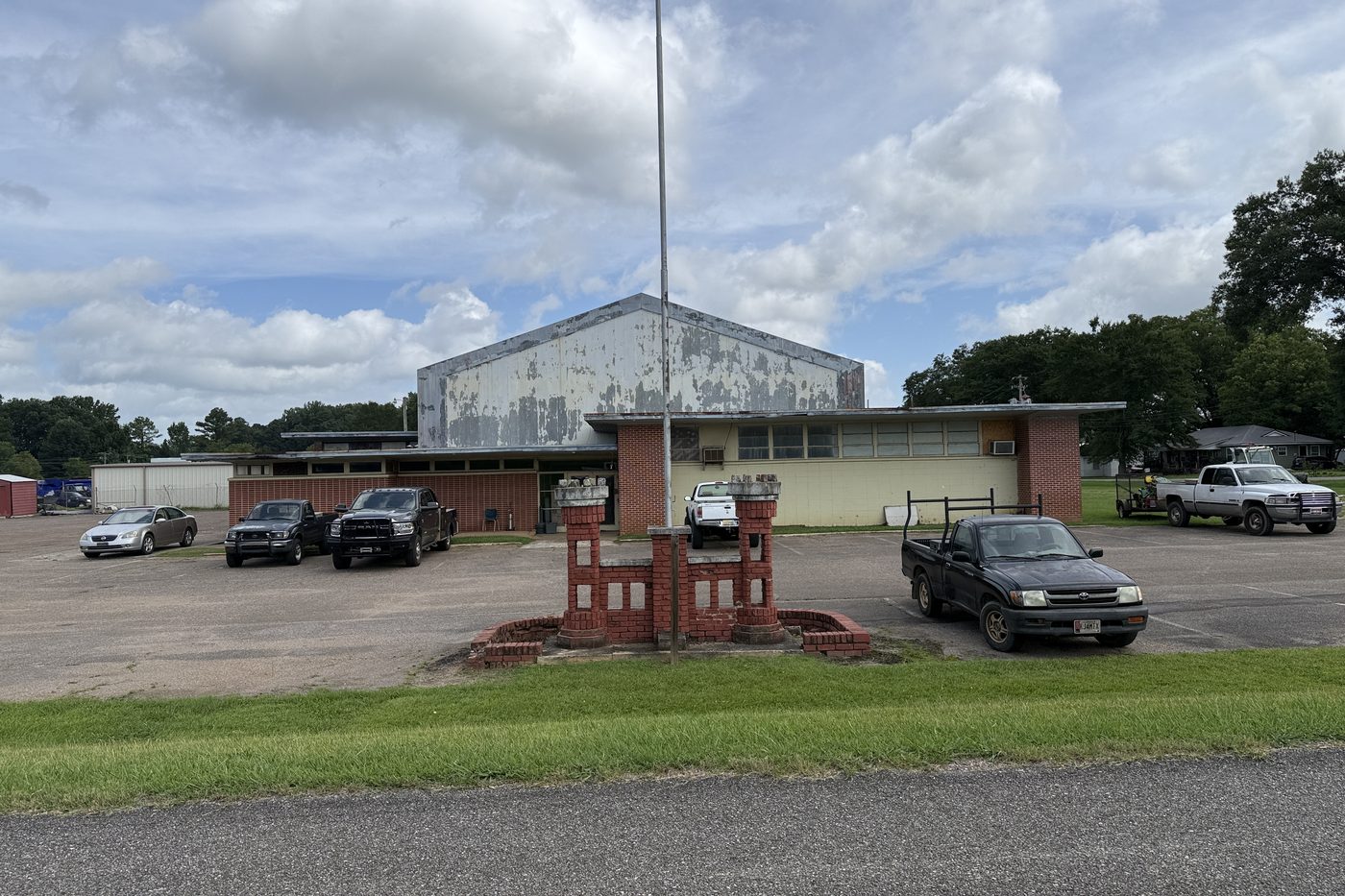 The Piedmont Public Works facility with the brick castle marker out front