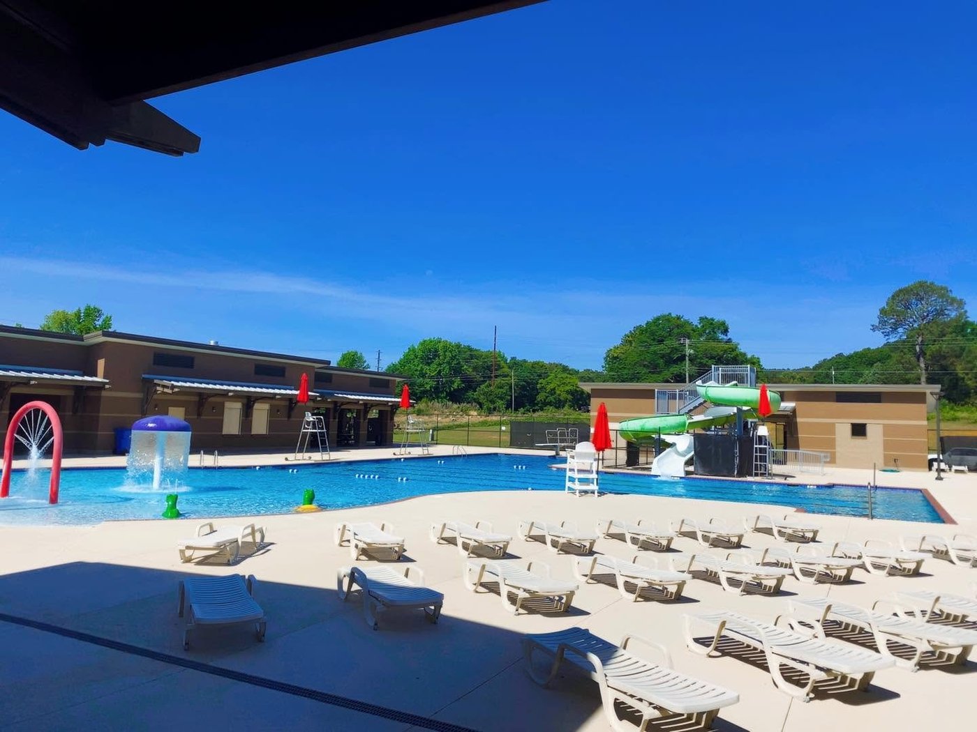 The Piedmont Aquatic Center pool and water slide